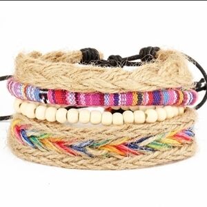 Boho Unisex Stackable Rasta Rope Leather Bead Bracelet - LAST ONE!
